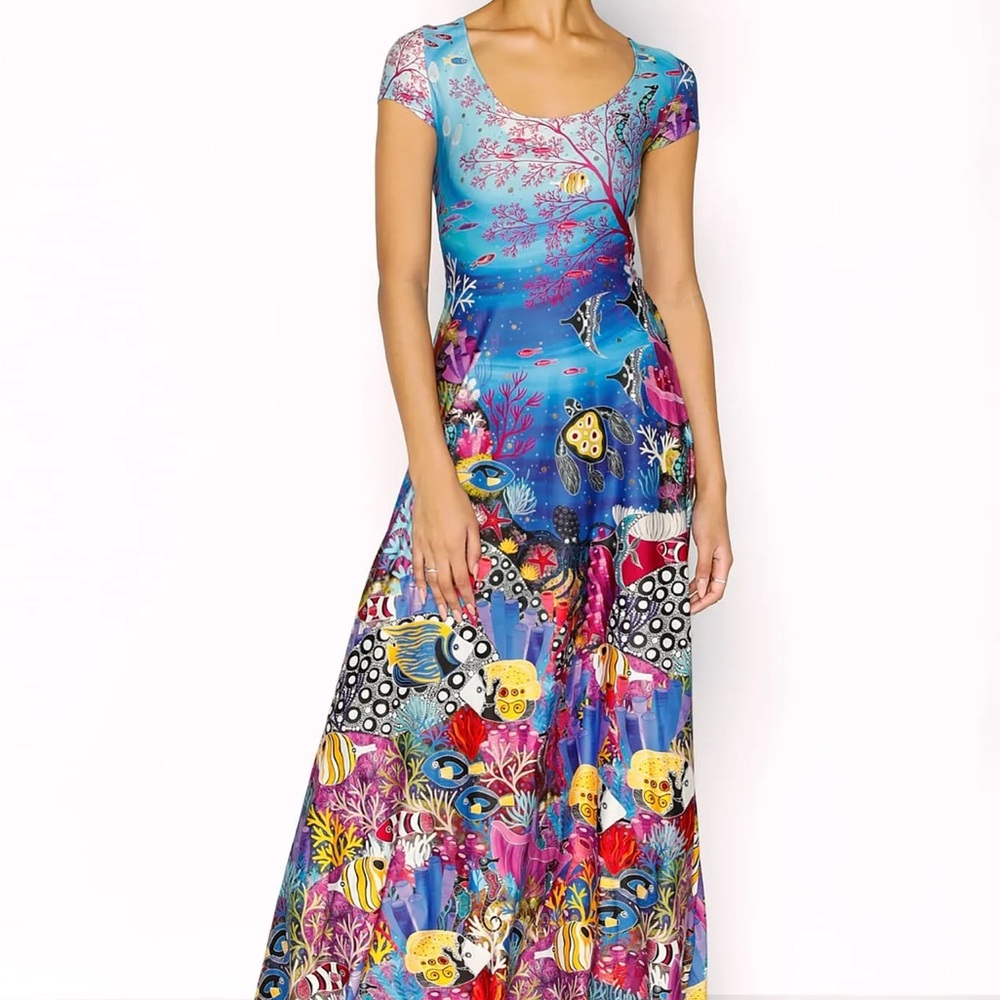 BlackMilk Great Barrier Reef Cap Sleeve Maxi Dress